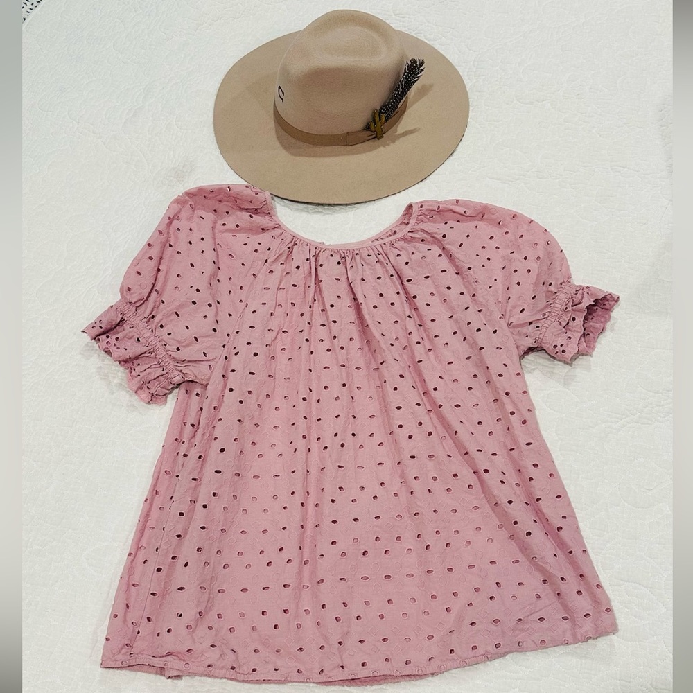 Universal Thread Pink Eyelet Cotton Top